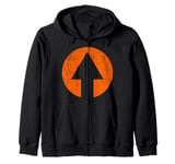 Awsome Distressed Orange Arrow Up Zip Hoodie