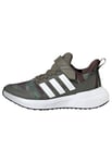 adidas Fortarun 2.0 Cloudfoam Elastic Lace Top Strap Running Shoes, Olive strata/FTWR White/Dark Brown, 4 UK