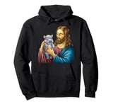 Moo Deng Jesus and the Hippo Symbol of Grace Pullover Hoodie