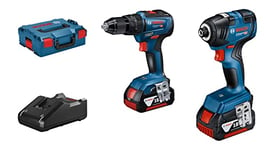 Bosch Professional 18V System Cordless Combi Drill Set GSB 18 V-55 + GDR 18V-200 (including 2x 3.0Ah Battery, Charger GAL 18 V-20, L-BOXX) - Amazon Exclusive Set