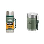 STANLEY Classic Legendary Food Jar 0.7L Hammertone Green & Classic Legendary Food Jar 0.4L Hammertone Green with Spork – BPA Free Stainless Steel Soup Flask - Keeps Cold or Hot for 7 Hours
