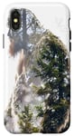 Coque pour iPhone X/XS Bigfoot Figurine Sasquatch Yeti Nature Double exposition Art