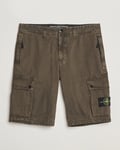 Stone Island Brushed Cotton Canvas Cargo Shorts Military Green