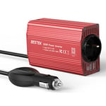 BESTEK Convertisseur Onduleur Métal 300W 12V 220V à 240V Chargeur Allume-Cigare Transformateur de Courant avec 1 Prise Française et 2 Ports USB pour Voiture Camion - Rouge