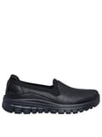 Skechers Microleather & Collar Knit Scooped Slip-on W/ Memory Foam, Black, Size 5, Women