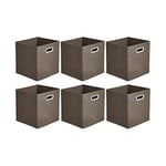 Amazon Basics Lot de 6 cubes de rangement pliables en tissu avec œillets ovales Taupe