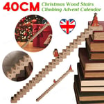 Wooden Stair Climbing Santa Claus Travel Count Down Christmas Advent Calendar UK