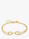 DPT Antwerp Triple Chain Double Arch Diamond Chain Bracelet, Gold