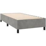 Sommier à lattes sur pieds cadre de lit 90x190 cm tissu velours gris clair TDL0207160