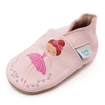 Dotty Fish Chaussures en Cuir Souple pour bébé et Tout-Petit Semelles antidérapantes en Daim. Fée Ballerine Rose. 6-12 Mois (19 EU)