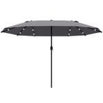 4.4m Double-Sided Sun Umbrella Patio Parasol Solar Lights