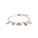 Swarovski Symbolic bracelet, Infinity, evil eye and horseshoe, Blue, Rose-gold t