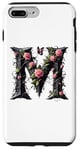 Coque pour iPhone 7 Plus/8 Plus Letter M Initial Floral Monogram Rose Pink Flower Butterfly