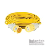 DEFENDER 110V 25M EXTENSION LEAD 4.0MM² 32A YELLOW LOOSE LEAD IP44 BUILDING SITE