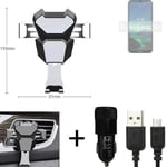 Car holder air vent mount for Nokia 1.4 + CHARGER Smartphone