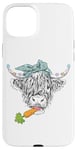 iPhone 15 Plus Cute Highland Cow Easter Spring Season Eggs Carrot Bandana Case