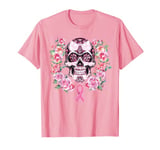 Breast Cancer Shirt Men Women Pink Sugar Skull T-Shirt