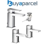 Mira Showers Honesty Square Bath Pillar And Single Lever Basin Chrome Taps