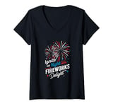 Womens Fireworks Director Ignite The Night With Fireworks Delight V-Neck T-Shirt