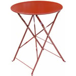 Table de jardin bistrot pliable - Emilia terra cotta - Table ronde Ø60cm en acier thermolaqué - Terracotta