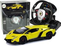 Leantoys Import Leantoys Auto Fjärrkontroll Lamborghini Veneno Gul 2,4G Fjärrkontroll Ratt Ljudljus