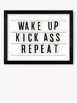 EAST END PRINTS Rafael Farias 'Wake Up Kick Ass Repeat' Framed Print