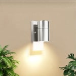 Allesgute Outdoor Wall Lights Mains Powered Dusk Till Dawn Sensor Outside Wall Lights Stainless Steel IP44 Waterproof Porch Light with 5W GU10 Bulbs Warm White