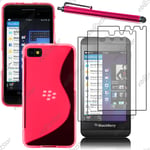 Housse Etui Coque Silicone S-line Rose BlackBerry Z10 + Stylet + 3 Film écran