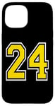 Coque pour iPhone 15 Numéro 24 en version poche jaune, blanc, noir