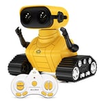 ALLCELE Robot Enfant Jouet, Jouets Robots Télécommandés Rechargeables，avec Yeux LED, Musique et Sons Intéressants pour Garçons et Filles à Partir de 3 4 5 6 7 8 Ans Cadeau d'anniversaire(Jaune)