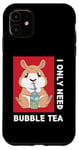 Coque pour iPhone 11 Anime japonais I Only Need Bubble Tea - Motif cochon d'Inde