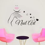 UYEDSR Wall Sticker Nail Art Wall Sticker Vinyl Home Decor Interior Design Beauty Nail Salon Decal Fashion Girl Women Window Decoration Mural 61x42cm