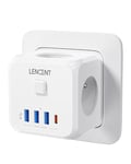 LENCENT Murale Prise Multiple Secteur USB Multiprise Murale, 7 en 1 Multiprise Cube Chargeur USB avec 3 Sorties AC 4000W, 1 Type C et 3 Ports USB, avec Interrupteur Idéal pour Salon Bureau Chambre