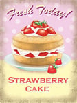 Strawberry Cake, Fresh Today Cream, Retro Kitchen Fridge Magnet