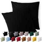 Blumtal Taie Oreiller 60x60 Lot de 2 - Housse de Coussin Microfibre - Taies d'oreillers avec Fermeture enveloppe, certifiée Oeko-Tex, Extra Douce et Lavable - Noir