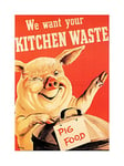 Wee Blue Coo Political Kitchen Waste Bin Pig Food Economy Picture Wall Art Print