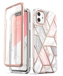 i-Blason Coque iPhone 11, Coque Complète de Protection Antichoc Bumper avec Protecteur d'écran Intégré [Série Cosmo] pour iPhone 11 6.1 Pouces 2019 (Marbre)