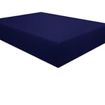 NTBAY 100% Brushed Microfiber Double Fitted Sheet, 1800 Super Soft and Cozy, Wrinkle, Fade, Stain Resistant 12" / 30cm Deep Pocket Fitted Bed Sheet, Navy