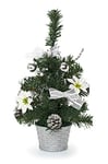 Heitmann Deco Sapin de Noël décoré - Petit Sapin Artificiel avec Bijoux - Blanc, Argent - Arbre en Plastique