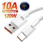 10A 120W Typ C USB -kabel Supersnabb laddningskabel för Huawei Mate 50 Xiaomi Redmi Honor Quick Turbo Charge USB C-kabel Datasladd 10A Type C Cable 2m