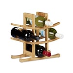 Casier à vin en bambou Relaxdays, pour 9 bouteilles standard, design original, autoportant, 4,5 x 30 x 30 cm, naturel