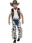 Smiffys Texan Cowboy Costume, Brown with Hat, Neck Tie, Waistcoat, Badge & Chaps, Boys Fancy Dress, Child Dress Up Costumes