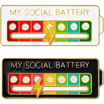 2 st MY SOCIAL BATTERY, Rolig Social Mood Brosch Nål för 7 dagar, Pin Funny Social Battery Brosch Badge Mood Pin Badge Söt