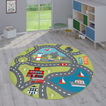 Paco Home Tapis Enfant, Tapis Chambre Jeu Garçon Fille Moderne Antidérapant, Dimension:160 cm Rond, Couleur:Vert 2