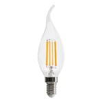 Ampoule LED à filament, "Coup de vent" C35, culot Edison E14, 6W (806 lumen équivalent à 60W), Lumière Blanc Chaud 2700K, verre transparent, faisceau diffusé 330°