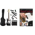 3rd Avenue Full Size Electric Bass Guitar Pack Kit in Black with Guitar Amplifier, Tuner, Bag, Stand and Accessories and Absolute Beginners Bass Guitar (Book & CD)