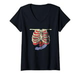 Womens Skeleton Bone Zombie Blood Rib Halloween Costume V-Neck T-Shirt