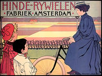 Wee Blue Coo Advertising Fabric Woman Bike Kids Field Amsterdam 30X40 Cms Fine Art Print Art Poster Bb7408