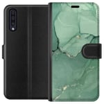 Samsung Galaxy A50 Svart Plånboksfodral Grön Marmor