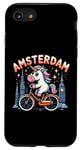Coque pour iPhone SE (2020) / 7 / 8 Amsterdam Pays-Bas Licorne Vélo Fille Femme Rainbow